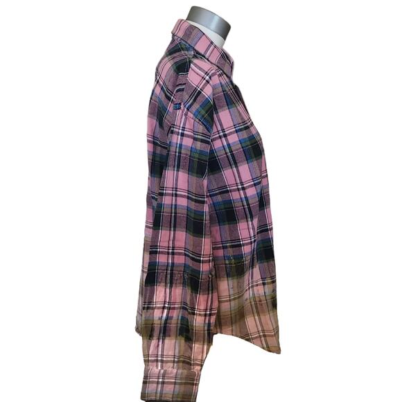 LA DETRESSE Scorpio Flannel plaid colorblock button down up shirt Size M NEW - Picture 2 of 9